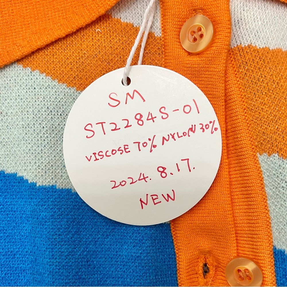 NWT Macaron Boutique Retro Style Button Up Cardigan Sweater 70’s Neon Artsy - Picture 9 of 12